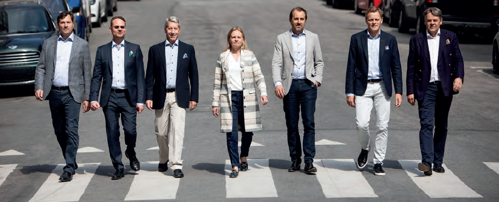 From the left: Claus Nielsen, Per Lundblad , Martin Fassl, Malin Enarson, Niklas Stenberg, Patrik Klerck, Hans Andersén.